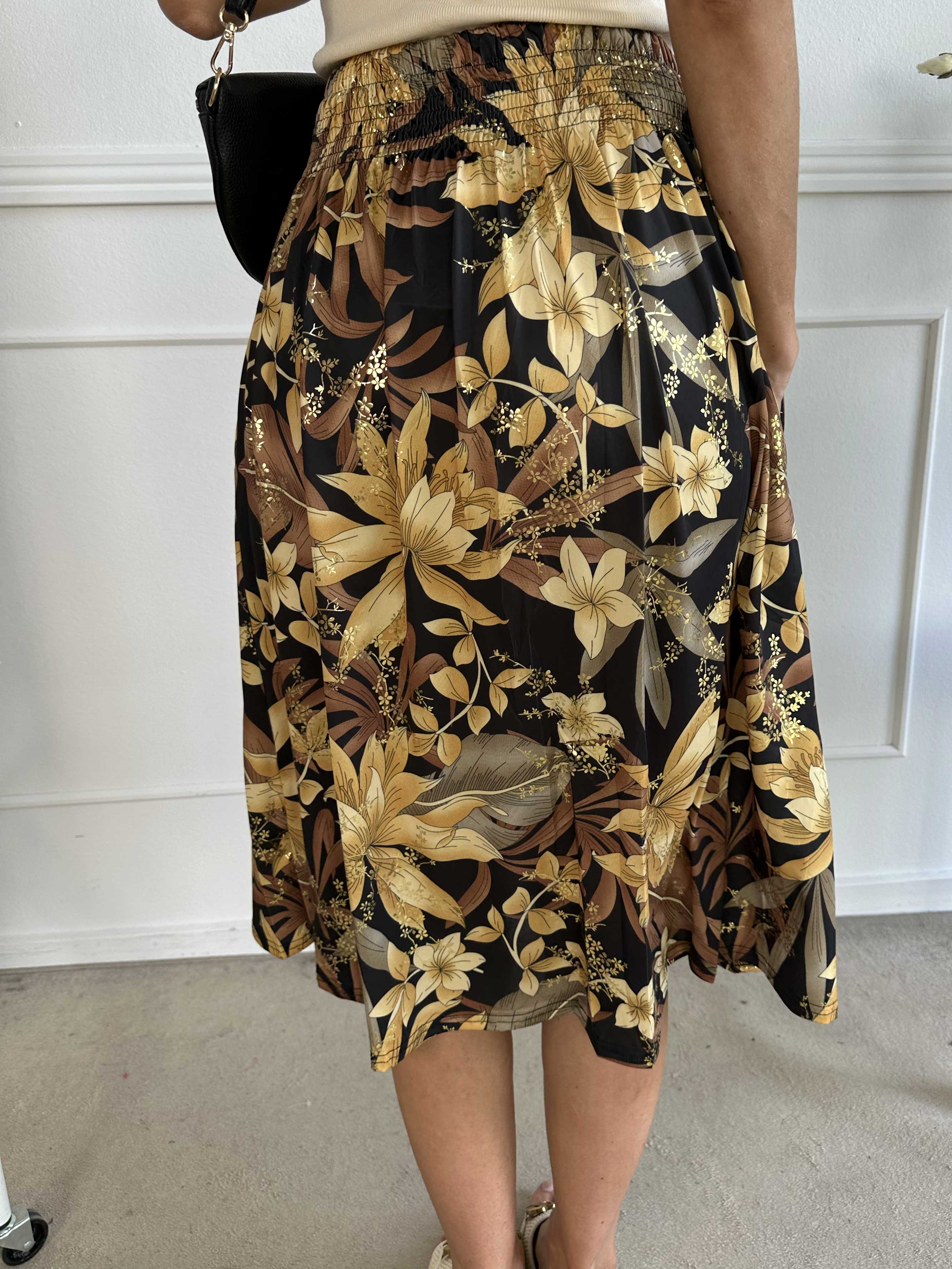 Pams Midi Skirt - Nederdel i krølfrit stof med lommer